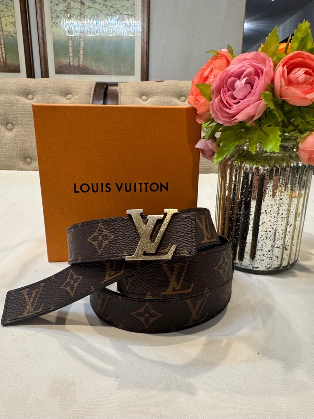Louis Vuitton Brown Monogram LV Buckle Belt